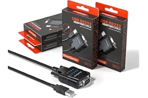 DriverGenius SerialPulseX-Serie | Convertidor USB a RS232 con 9 Leds - para Desarrolladores y Aficionados | Funciona con Windows 11 y macOS 15 【USB232A-E-A, Paquete de 4】