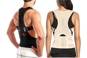 Ducomi Correttore Posturale Spalle Schiena – MAGNETI (800 Gauss) - Busto Schiena Donna Uomo - Fascia Schiena Correggi Postura Regolabile Raddrizza Spalle - Tutore Reggispalle (Black,L)