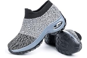 Hitmars Scarpe Ginnastica Donna Sneakers Running Camminata Corsa Basse Tennis Air Traspiranti Sportive Gym Fitness Casual Comode Nero Blu Rosa Cachi Bianca Taglia 35-44