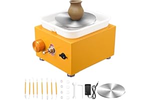 MINENICE Töpferscheibe Elektrisch,Mini Electric Pottery Wheel 6.5/10 cm Turntable,2000 U/min Einstellbare Geschwindigkeit,töpferset für Beginners und Kinder Crafts Casting Gift DIY(Gelb)