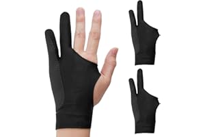 JRILUO Guanto da Disegno, Guanto per Disegnare Tavoletta Grafica, Guanti Anti-Tocco Accidentale a 3 Strati Guanto, Guanti Tablet Anti-Sbavatura Artista Elastico, Adatto per Disegnare Penna per Tablet (2pcs)