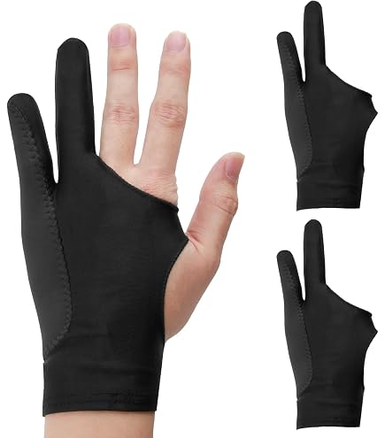 OTraki Zeichenhandschuh Mit 2 Fingern – Digital Art Handschuh Für Grafiktablett & IPad – Grau