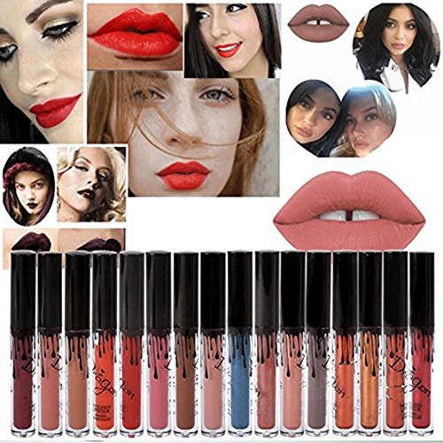 Richoose 16 Farben Set Wasserdichte Liquid Make-up Lip Bleistift Matte Lipstick Lipgloss Super Langlebig (16 Stück) - 5