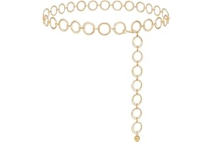 WERFORU Cinturón de mujer de moda, cinturón de cadena de metal, cadena de cintura ajustable, cadena de cadera para vestidos