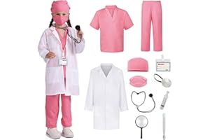 ZUCOS Kinder Kostüm Arzt Kinder Arztkittel Kinder Verkleidungskiste mit Doktor Rollenspiel Zubehör Fasching Halloween Geschenke für Kinder