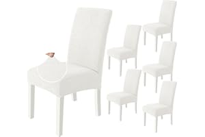 Ystyle Fundas Sillas De Comedor Pack 6 Extensible, Universal Fundas Sillas Elástico Modernas Ajustables, Lavable Extraíble para Banquetes Hogar Restaurante Hotel, Crema