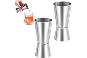 WQNNQW 2 Pièce 2cl 4cl Doseur Cocktail,Verre Doseur Cocktail,Doseur Alcool,Doseur Cocktail 2cl/4cl,Jigger,Double Jigger En Acier Inoxydable, Jigger Cocktail,Pour Gin, Whiskey, Alcool, Accessoires De Bar
