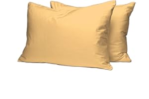 PIZUNA LINENS Pizuna Set di 2 Federe per letto matrimoniale cotone 50x80 cm Giallo Dorato, 400 fili con trama Sateen in 100% Cotone a fiocco lungo Federa cuscino 50x80 (Federa cuscino Giallo Dorato - 2 pezzi)