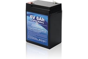 Batterie Rechargeable MXJFYY LiFePO4 6V 6Ah avec Protection BMS pour Jouets à enfourcher. Batterie au Lithium Fer Phosphate pour Lampes de Poche, UPS, Bateaux à Moteur Camping Panneaux solaires