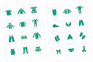 NIKIMA SCHÖNES FÜR KINDER Pegatinas para muebles, pegatinas para ordenar la ropa, color menta/blanco, para muebles, habitación de los niños, armario, aprendizaje, almacenamiento, sistema de orden