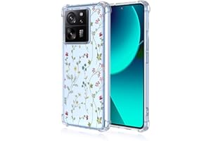 WOKEZ Funda para Xiaomi 13T/Xiaomi 13T Pro, TPU Transparente Funda para Xiaomi 13T/13T Pro con Flores, Delgada Clear Cover Case Protectora de Parachoques Girly-B79