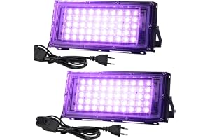 Yuragim 2 stycken 50 W LED UV svart ljus strålkastare, UV strålkastare IP66 vattentät svart lampa, 395 nm Blacklight med strö