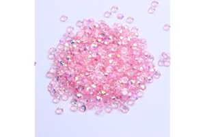 MajorCrafts 3000pcs 3mm ss12 Transparent AB Flat Back Round 14 Facets Resin Rhinestones Arts and Crafts Embellishment Gems (Clear Light Pink AB T04)