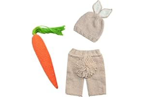 IBTOM CASTLE Set di 3 cappelli pasquali per neonati e bambine, con pantaloncini + giocattoli per carota, per fotografia, per lavori a maglia, per servizi fotografici, per bambini