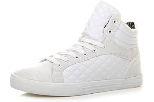 AJVANI Flat lace up Quilted Casual hi high top Ankle Trainer Boots Size 10 44 White