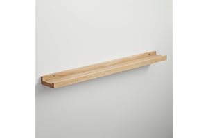 ‎BESTLOFT.DE BestLoft.de Bilderleiste Holzregal Wand Regal Bilderleiste Eiche Floating Shelf Flur Regal Holz Deko Wand Wandregal Holz aus massiv (Eiche Hell, Breite: 100cm / Tiefe: 10cm)