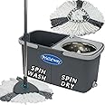 Primeway® SS Upgraded Triangular Head Hydraulic Handle Twin Bucket Wash & Dry Spin Mop | SS Dewatering Basket | Advanced Stick Rod w/Triangular 2 Refills (6L_SS_Advanced_Hydraulic_Triangular)