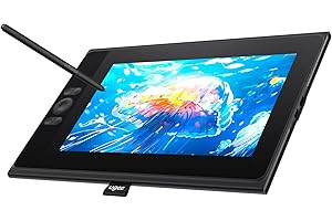 UGEE UE12 Graphics Tablet with Screen 11.6 Inch, 124% sRGB Fully Laminated Drawing Moniitor, Ultra Wide Color Gamut, Battery-Free Stylus 16K Levels for PC, Mac, Android, Chrome