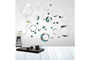 FOCCTS 32 sztuk Koło Zdejmowane Naklejki Ścienne Akrylowe Lustro Regulacja dla domu, salonu, sypialni, dekoracji