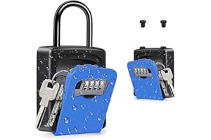ZHEGE Key Safe Box, Portable Key Lock Box, Wall Mounted Lockbox for Keys Outdoor to Share and Storage Spare House Keys, Safe Key Padlock for Airbnb Rental, Holds 5 Keys (Blue)