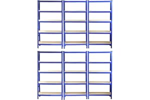 Monster Racking - 6 Rayonnages T-Rax en Acier sans Boulons Bleus 75cm x 30cm x 150cm