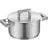 WMF Ultimate Cool 20 cm Stockpot with Lid, 3.7 Liter Small Saucepan, Matte Cromargan Stainless Steel, Induction Safe, Uncoate