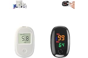 BLAUHAUS Appareil Glycémie & Oxymètre de Doigt – Glucomètre Minimalement Invasif Portable pour Surveillance du Sucre, Saturation Oxygène et Fréquence Cardiaque | Kit Compact pour Usage intérieur/extérieur