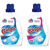 Bingo Sıvı Deterjan Beyazlar ve Renkli &Ccedil;amaşırlar i&ccedil;in, Amber &Ccedil;i&ccedil;eği ve Beyaz Sabun Kokulu, 2600 ml, 2'li Set
