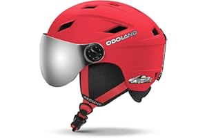 Odoland Casque de Ski avec Visière pour Enfants Graçons et Filles, Casque de Snowboard Réglable avec Boucle Magnétique pour Enfants de 3 à 12 Ans, pour Ski, Snowboard