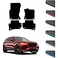 GCM - Car Floor Mats for Jaguar F-Pace 2016 To Present Full Coverage Floor Protection - Anti Slip & Fit Rubber Car Mats with Clips Easy to Clean Heavy Duty for All-Weather- Black Edging, Rubber