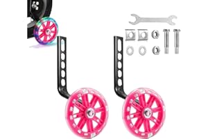 AILELAN Stabilisers for Childs Bike, 2 Pack Flash Training Wheels for Kids Bike Stabilisers for Kids Bike 12 14 16 18 20 Inch Single Speed Bike, Kids Stabilisers for Bikes, Kids Bicycle Stabilisers, Pink