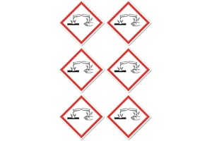 HAVATI Corrosive Hazard Symbol UN/GHS Hazard Pictogram Stickers 5cm Pack of 6