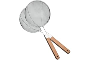 SPRACCUEIL Lot de 2 tamis louche écumoire écumoire en acier inoxydable - Cuillère à tamiser - Cuillère à tamiser - Cuillère à tamiser - En acier inoxydable - Tamis fin - Pour cuisine