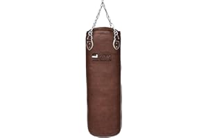 ‎LISARO Lisaro Profi Boxsack/Sandsack 120cm | geeig. für Jede Sportart | Ca. 35-38 kg | gefüllt/ungefüllt | inkl. Vierpunkt - Stahlkette | Material Kunstleder (Vinyl) | Studioqualität | Braun