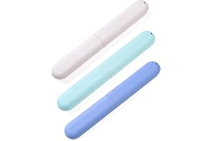 Yoezuo Pack of 3 Toothbrush Case, (19 x 3 x 2.2 cm) Portable Travel Toothbrush Case, Toothbrush Box, Travel Toothbrush Protective Case for Travel, Family, Clean Storage (Green + Blue + Grey), Green +