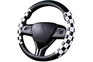 Mayco Bell Unisex's Grid Style Microfiber Leather Auto Car Steering Wheel Cover 15 inch White Black