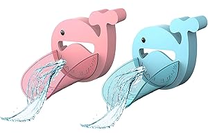 DDHHCP Wasserhahn Verlängerung Kinder, 2 Stück Wasser Hahn Extender für Kinder, Spüle Griff Extender für Niedlicher Wal kinder Wasserhahn Verlängerung（Blau,Rosa)