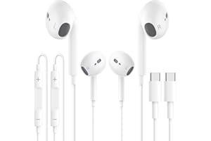 WETSKY 2 Pack Auriculares USB C para iPhone 16 15 Pro MAX, Auriculares con Cable Tipo C, A-uriculares In Ear Cancelacion Ruido con Micrófono y Control de Volumen para Galaxy S25 S24 S23 S22 S21 Plus Ultra