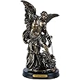 St. Michael San Miguel The Great Protector Archangel Defeating Satan Figurine 8 Inch Tall Wooden Base with Brass Name Plate by Pacific Giftware
