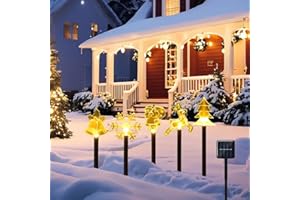 DAJASD Lot de 5 Piquets de Jardin LED de Noël, Éclairage de Noël Extérieur en Acrylique, Eclairages de Noë Solaires en Acrylique Décoration pour L'extérieur, Le Jardin, La Terrasse (Blanc Chaud)
