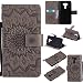 Produktbild Lonchee Asus ZenFone ZD552KL Leder Wallet Tasche Brieftasche Schutzhülle , Sonnenblumen geprägten Muster Design Hochwertige PU Leder Folio Tasche Case Hülle im Bookstyle mit Standfunktion Kredit Kartenfächer (grau)