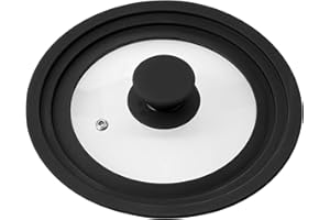 bremermann® Uniwersalna szklana pokrywa z silikonową krawędzią, 16/18/20 cm, mała (czarna)