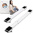 BBAUER Extendable Furniture Appliances Rollers, Mover Tools with 24 Roller & Brake Equipment for Heavy Washing Dryer Machine Refrigerator for Mobile Wheels Strong Base Stand Hold Up to 660 lb (White)