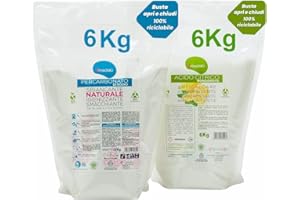 MAMICUP Kit Acido Citrico per Lavatrice + Percarbonato di Sodio Sbiancante (6 + 6 Kg) Azione Combinata per Sbiancante Bucato e Ammorbidente, Anticalcare Bagno, Antimuffa, Busta Richiudibile Riciclabile
