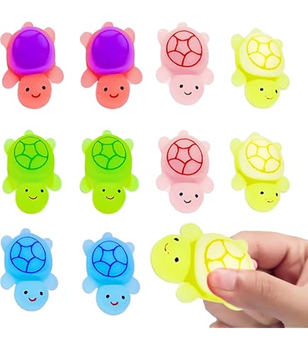 3er Set Squeeze-Schildkröten – Stressabbau-Spielzeug, Ca. 6 Cm, Flexibler Kunststoff