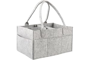 VDFJEK Caddy Organiser, Baby Changing Caddy, Basket with Handle, Baby Organiser, Storage Caddy, Baby Organiser Storage, Nappy Caddy Organiser, Portable Nursery Storage Basket Bin(Light Grey)