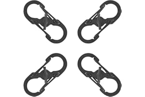 MEUKCEZ 4 karabińczyki w kształcie litery S, małe karabińczyki ze stali nierdzewnej, na kemping, podwójny karabińczyk w 8 kształtach, metalowa klamra antykradzieżowa, idealne do plecaków, pęku kluczy,