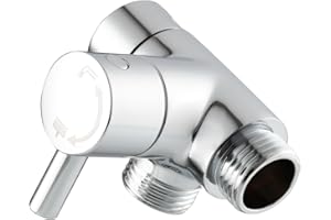 Tecmolog Adattatore per doccia G1/2, in ottone, valvola di deviazione per doccetta e soffione fisso, cromato, DSF007E