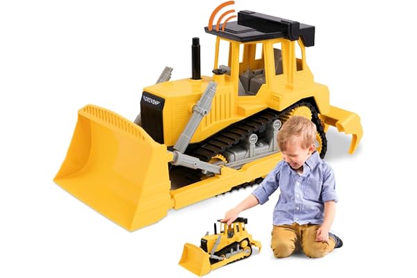 Driven by Battat - Bulldozer de Milieu de Gamme Jaune - Véhicule Jouet Bulldozer pour Tout-Petits et Enfants - Mini Camion Jouet pour bac à Sable - Pièces Mobiles et Sons réalistes - 3 Ans et +