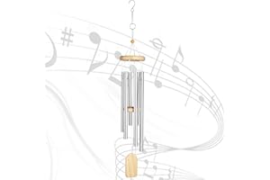 KIKISML Campanelli a Vento, Scacciapensieri in Legno e Metallo con Gancio, 6 Tubi di Alluminio Carillon Vento All'Aperto per Giardino Soggiorno Casa Decorazioni- Di Legno